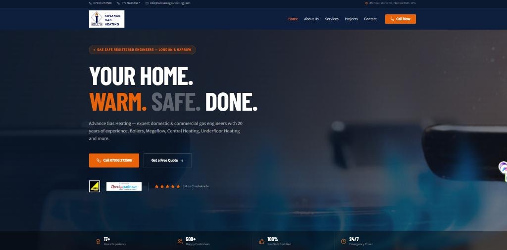 Advance Gas Heating website