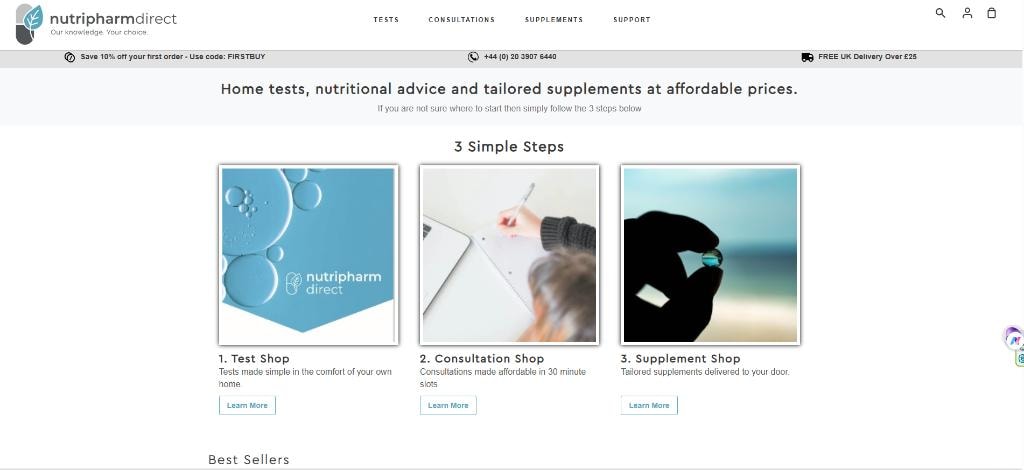 Nutripharm Direct website