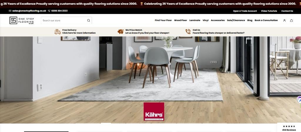 One Stop Flooring website